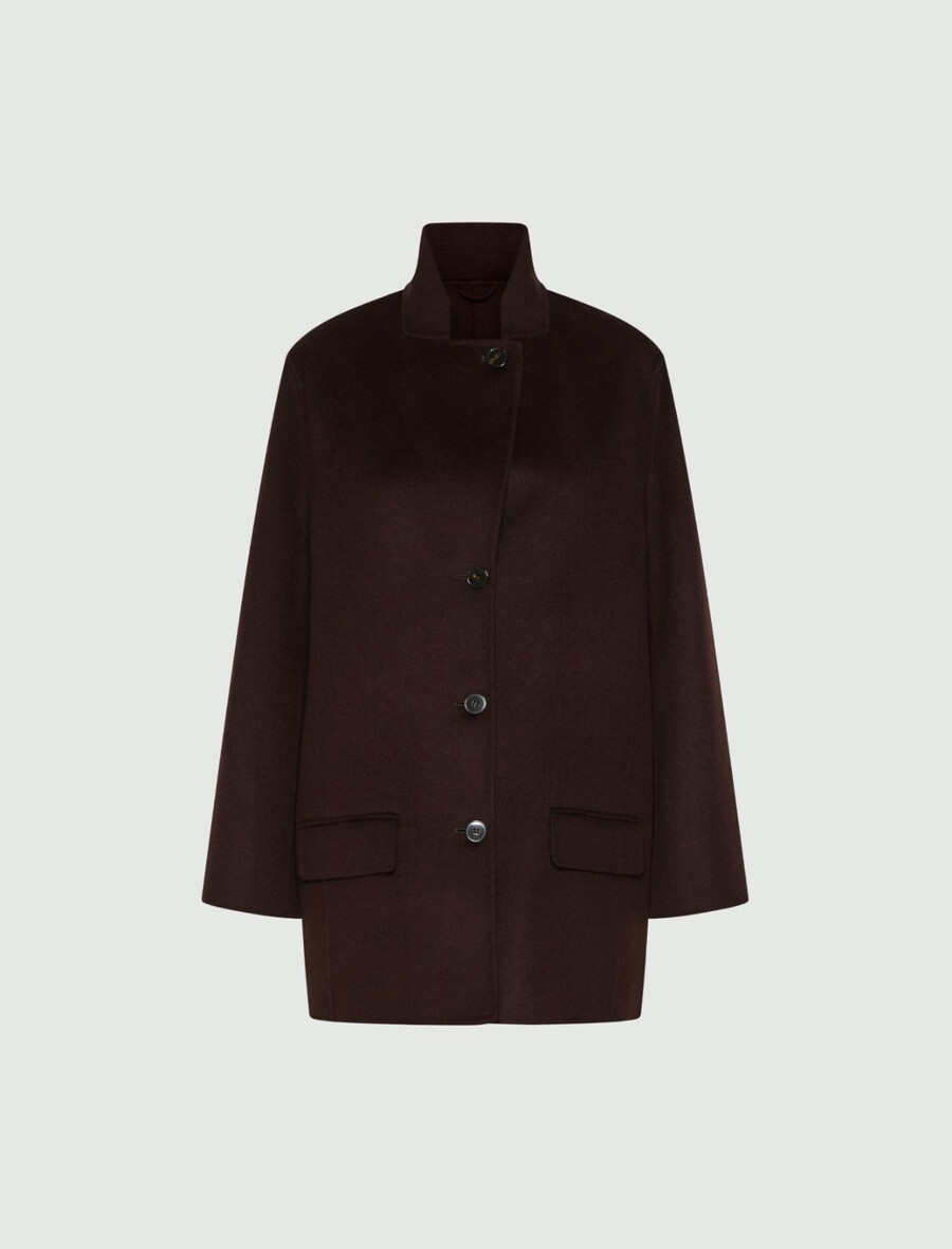 doppelseitige schwere jacke aus reiner wolle - braun