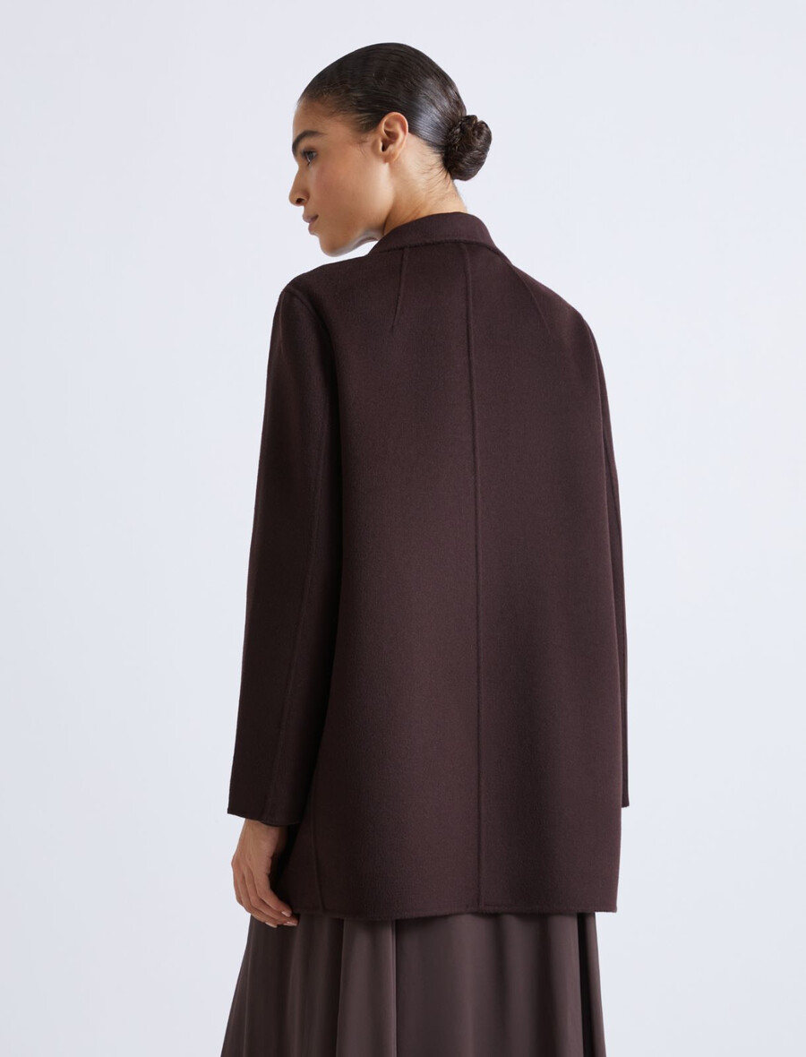 doppelseitige schwere jacke aus reiner wolle - braun