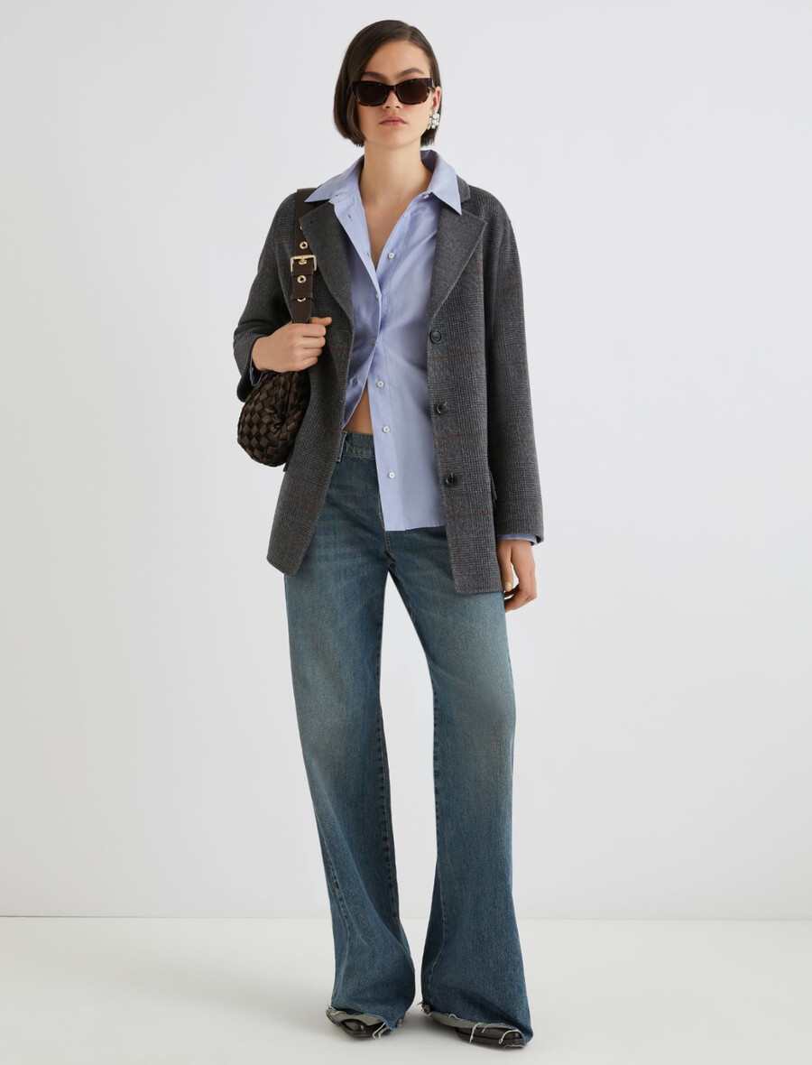 doppelseitige schwere jacke aus reiner wolle - grau
