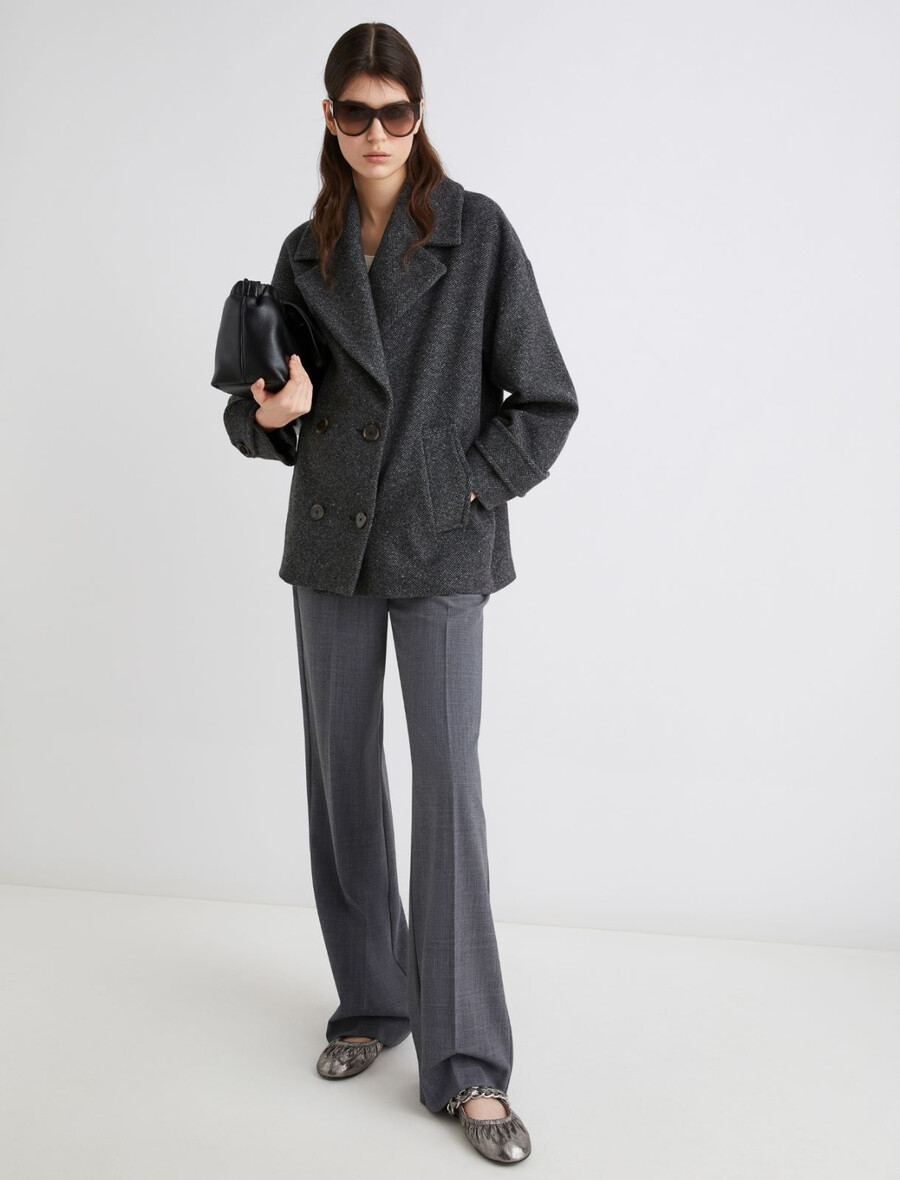 schwere jacke aus knop-garngewebe - schiefergrau
