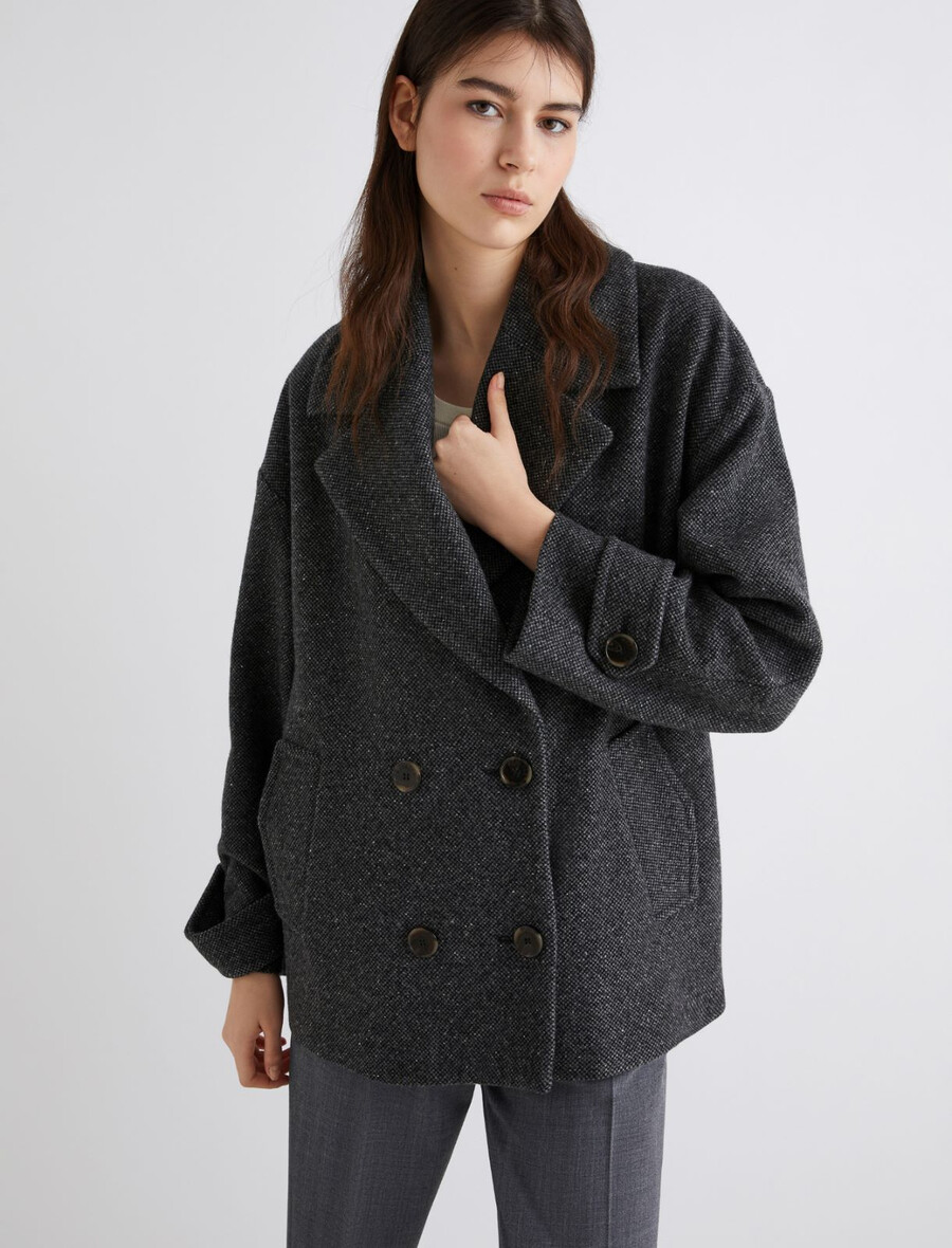 schwere jacke aus knop-garngewebe - schiefergrau