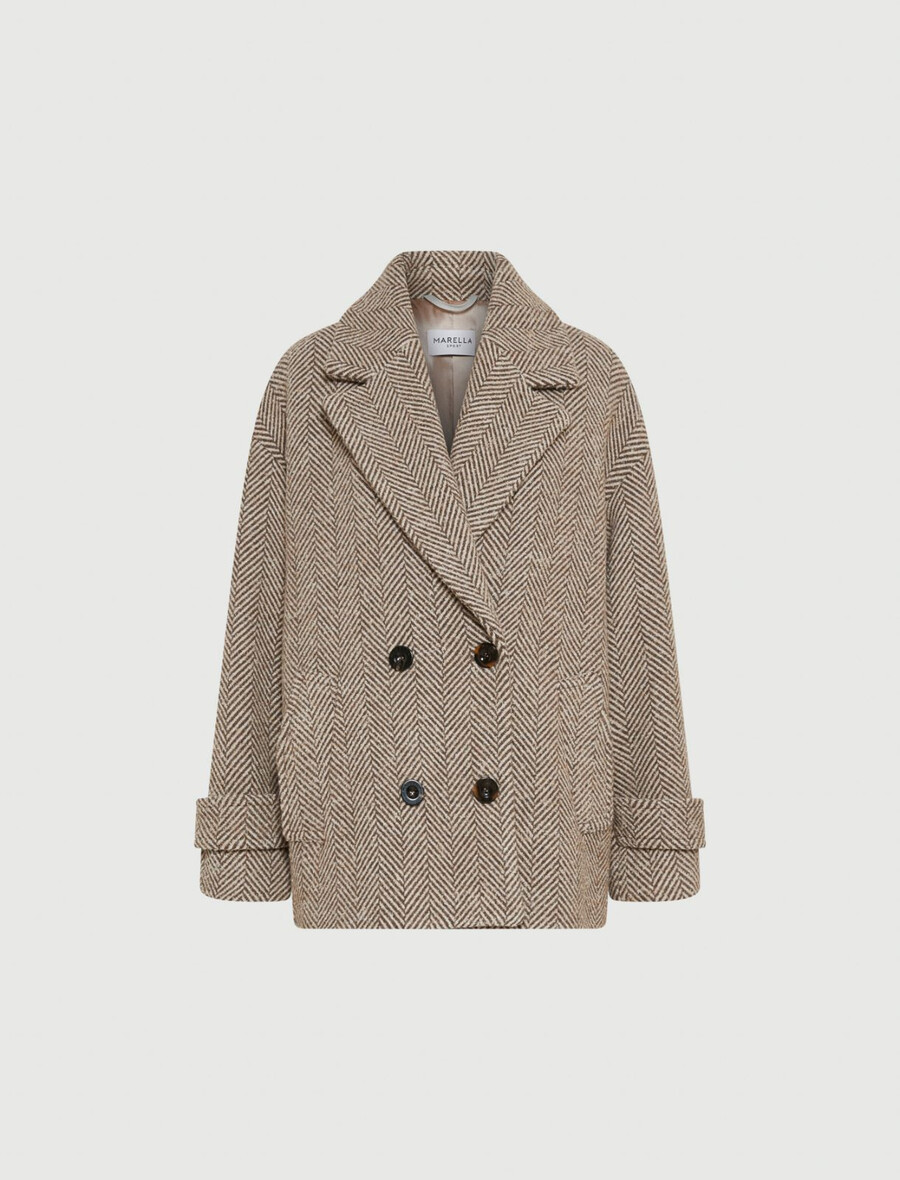 schwere gerade geschnittene jacke aus wollmischgewebe - mud