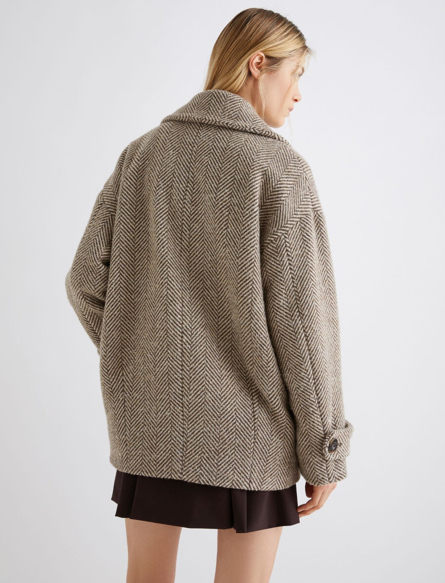 schwere gerade geschnittene jacke aus wollmischgewebe - mud