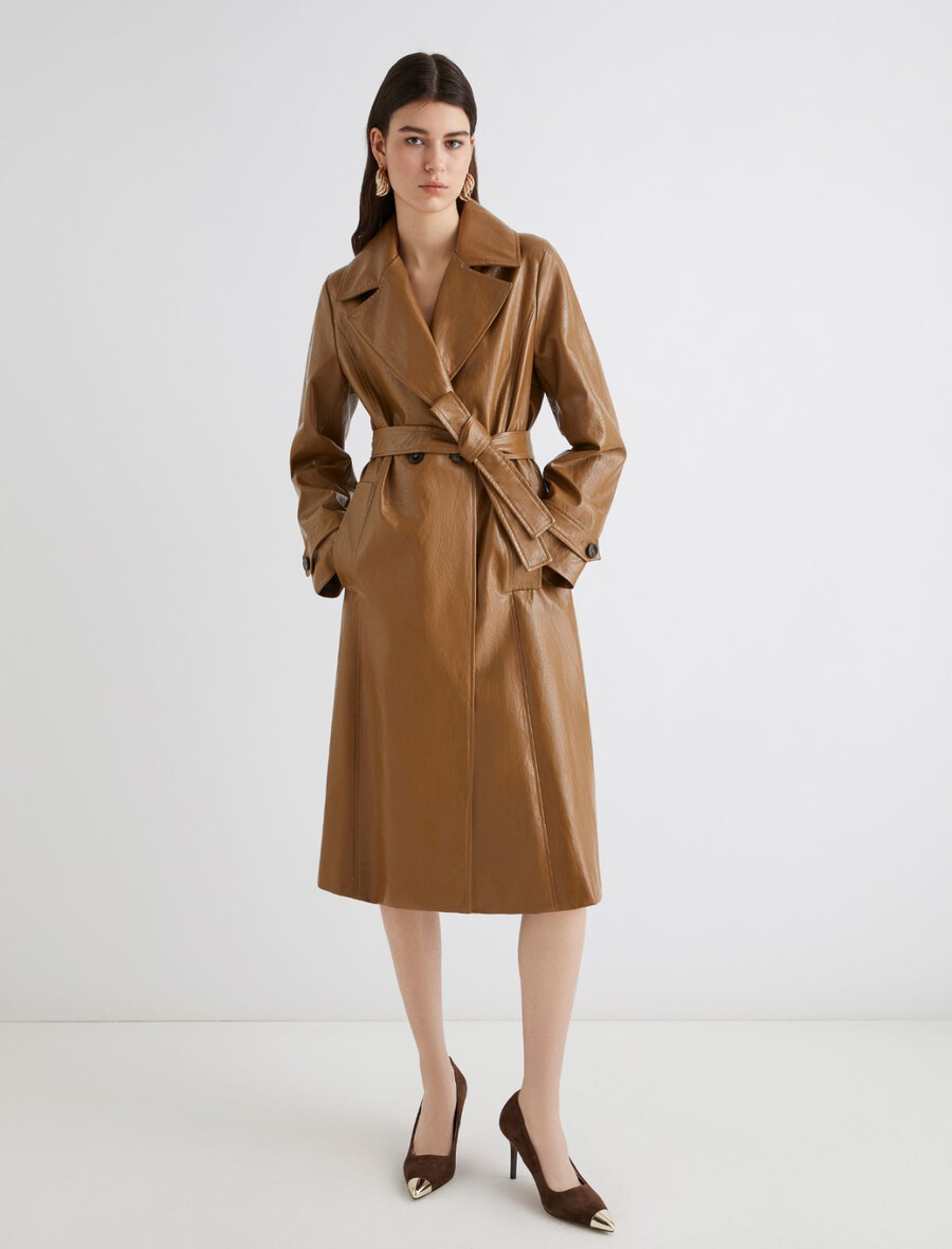 zweireihiger trenchcoat - tabak
