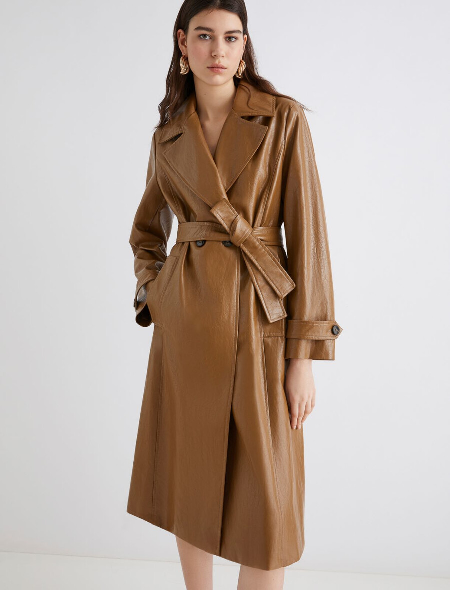 zweireihiger trenchcoat - tabak