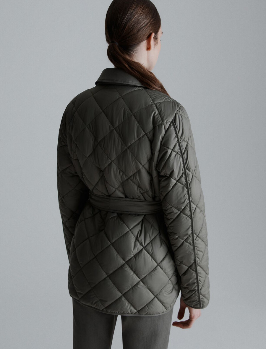 wattierte und gesteppte jacke - olive