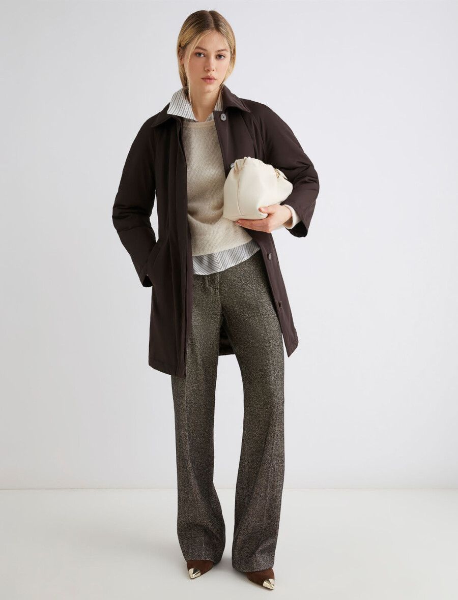 wasserabweisender wattierter trenchcoat - braun