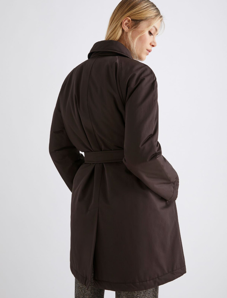 wasserabweisender wattierter trenchcoat - braun