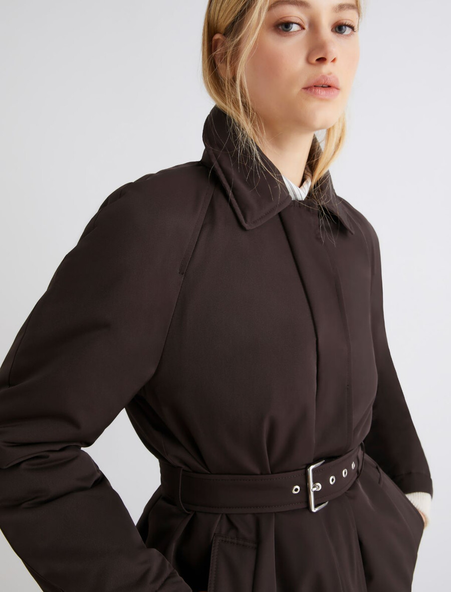 wasserabweisender wattierter trenchcoat - braun