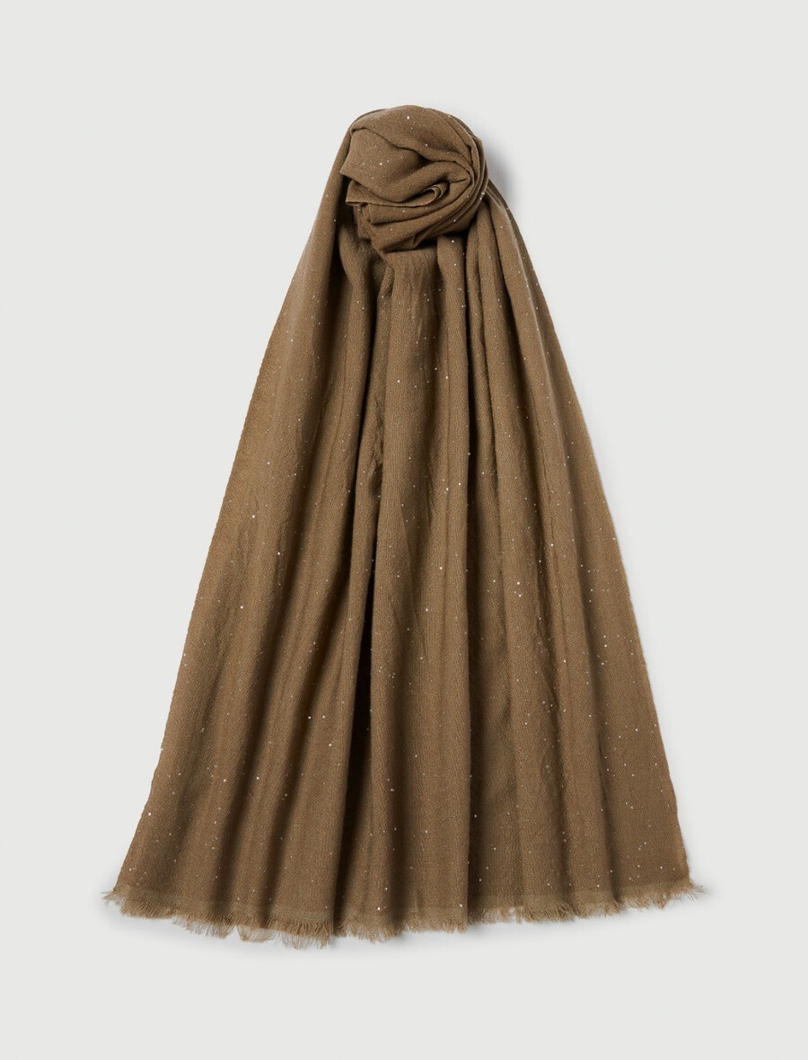 stola mit mikropailletten - kaki