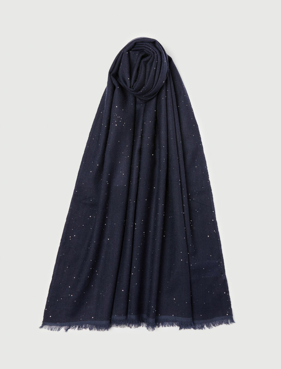 stola mit mikropailletten - marineblau