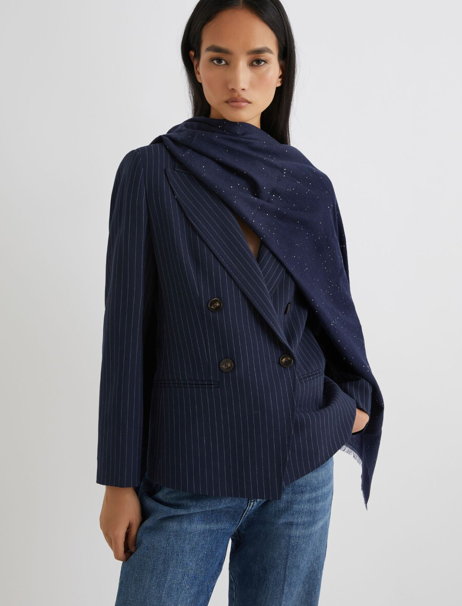 stola mit mikropailletten - marineblau