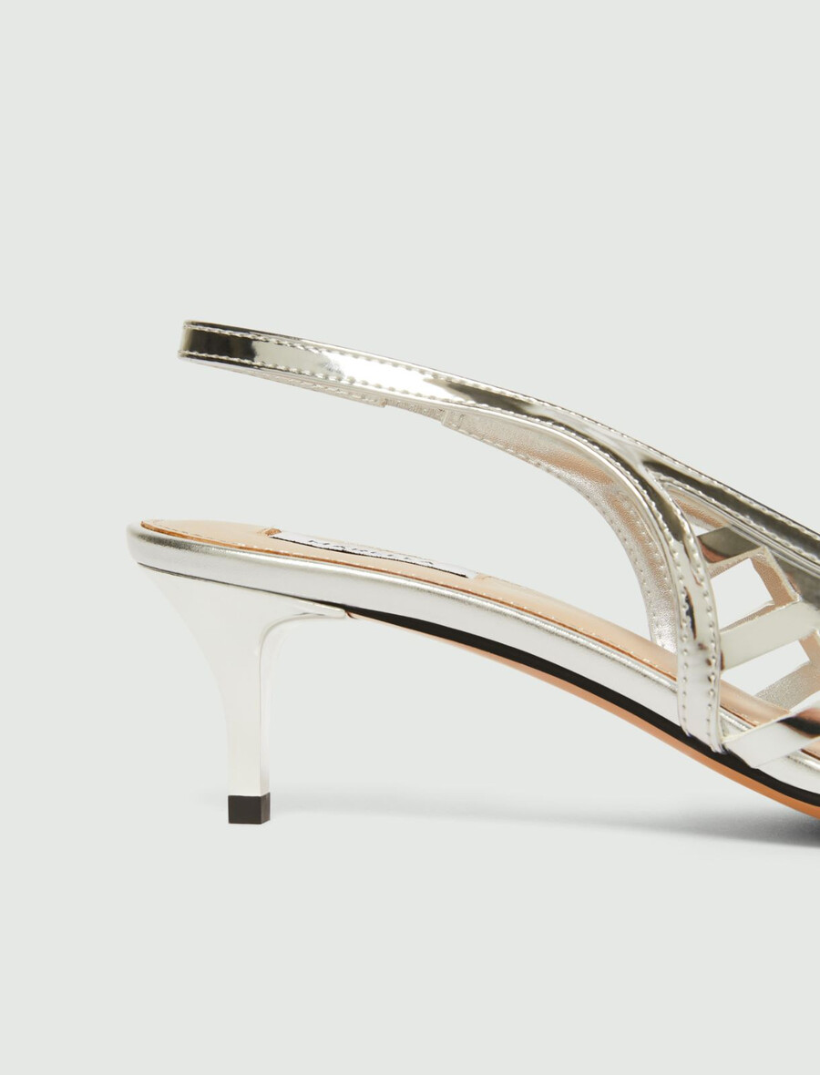 hochglanzpolierte laminierte slingbacks – silber