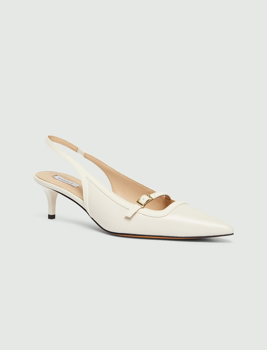 slingbacks aus nappaleder – wolle weiss