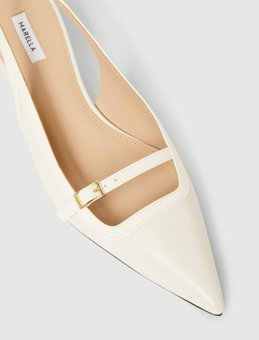 slingbacks aus nappaleder – wolle weiss