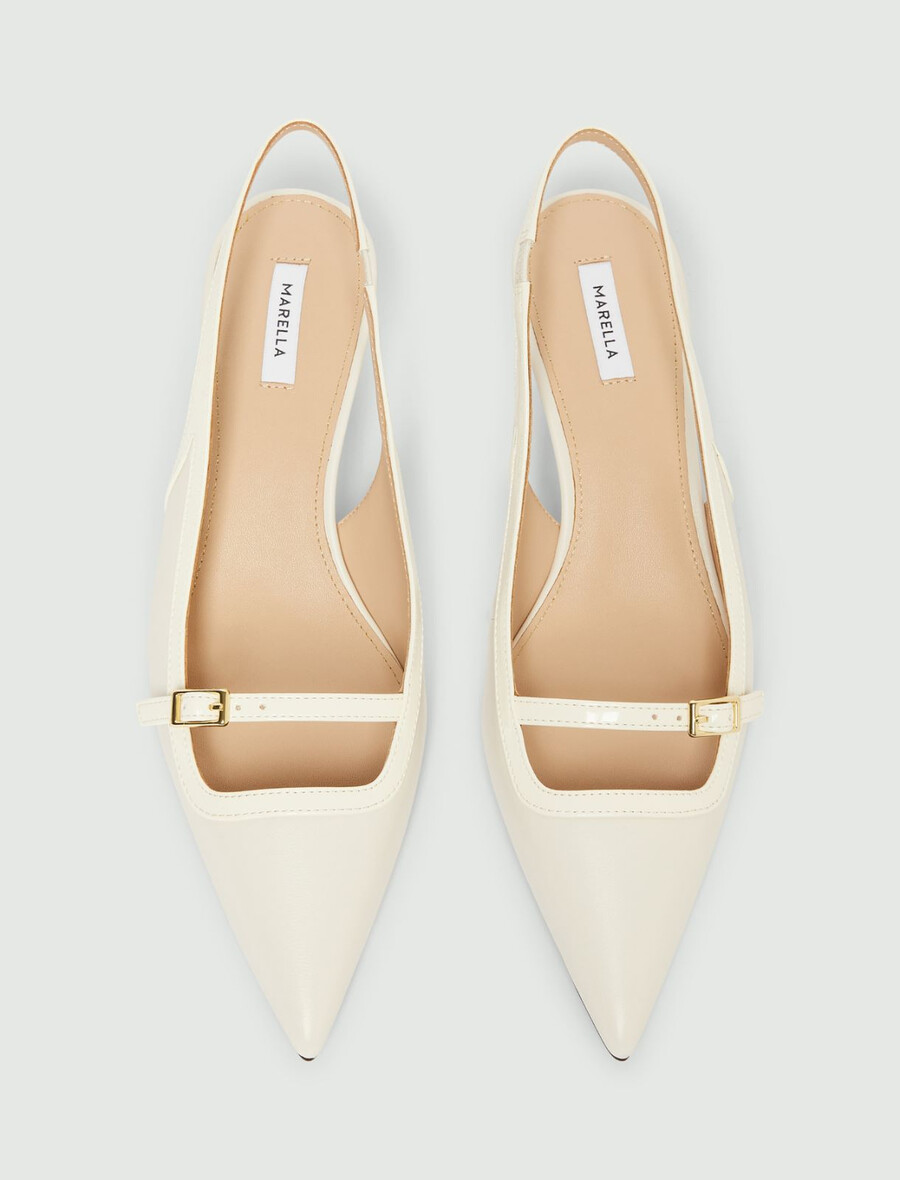 slingbacks aus nappaleder – wolle weiss