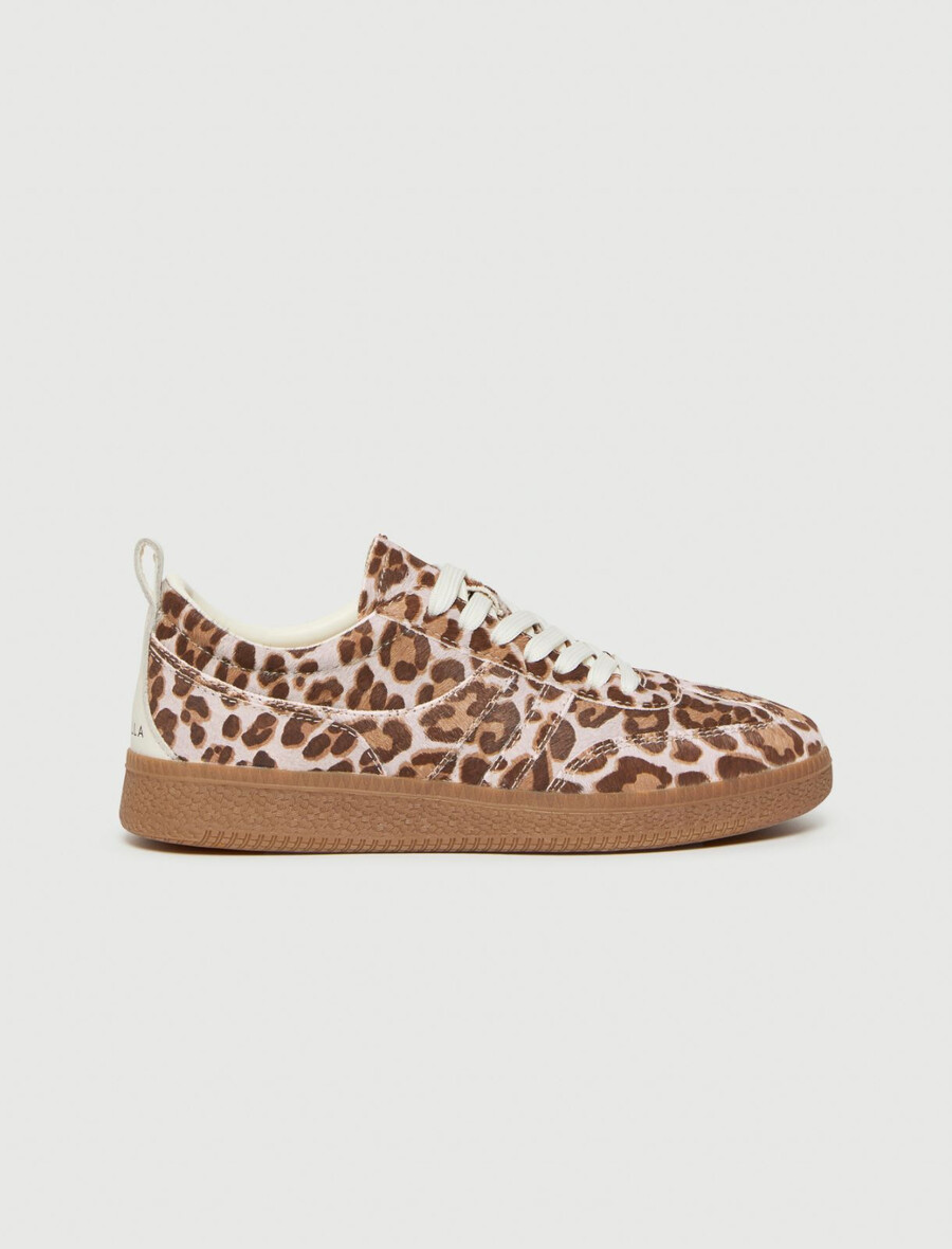 sneaker aus ponyhaar mit tiermuster – beige-schatten