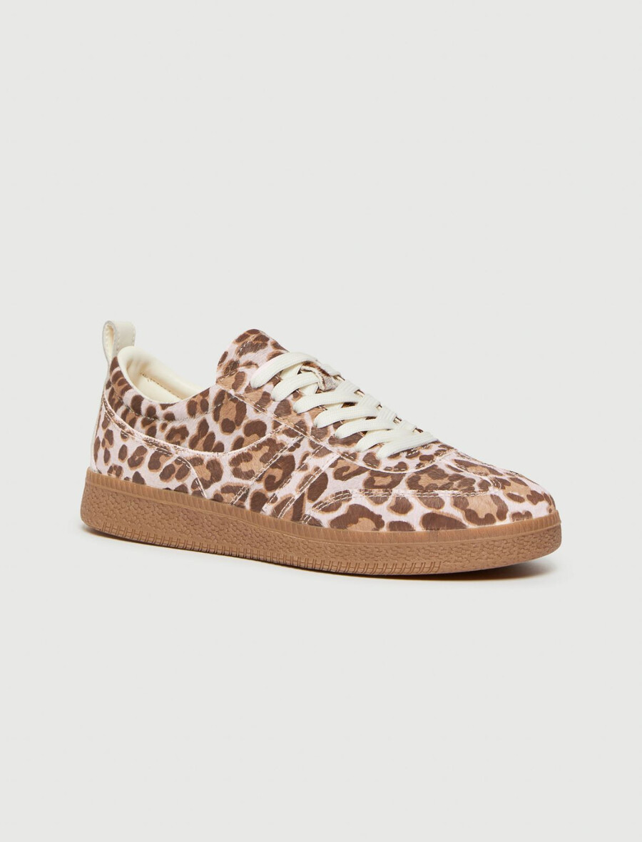 sneaker aus ponyhaar mit tiermuster – beige-schatten