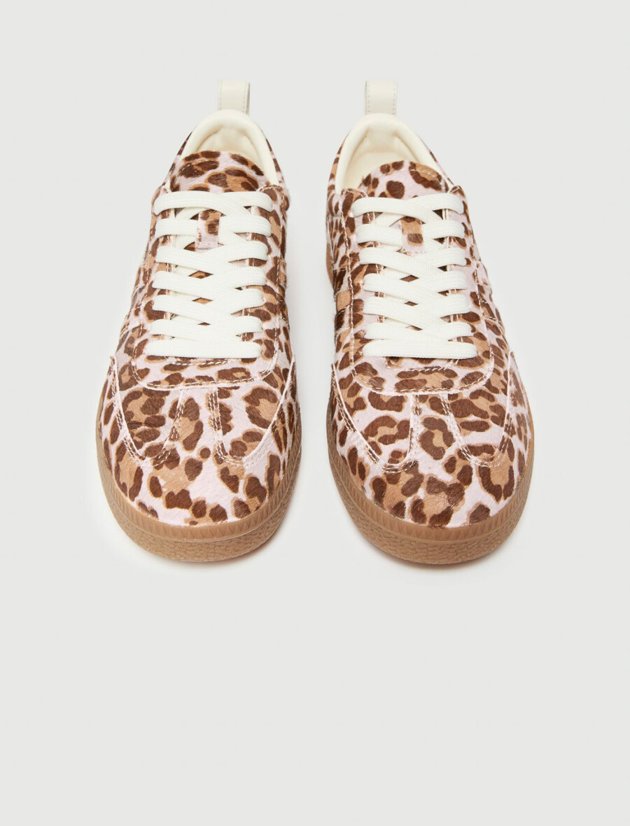 sneaker aus ponyhaar mit tiermuster – beige-schatten