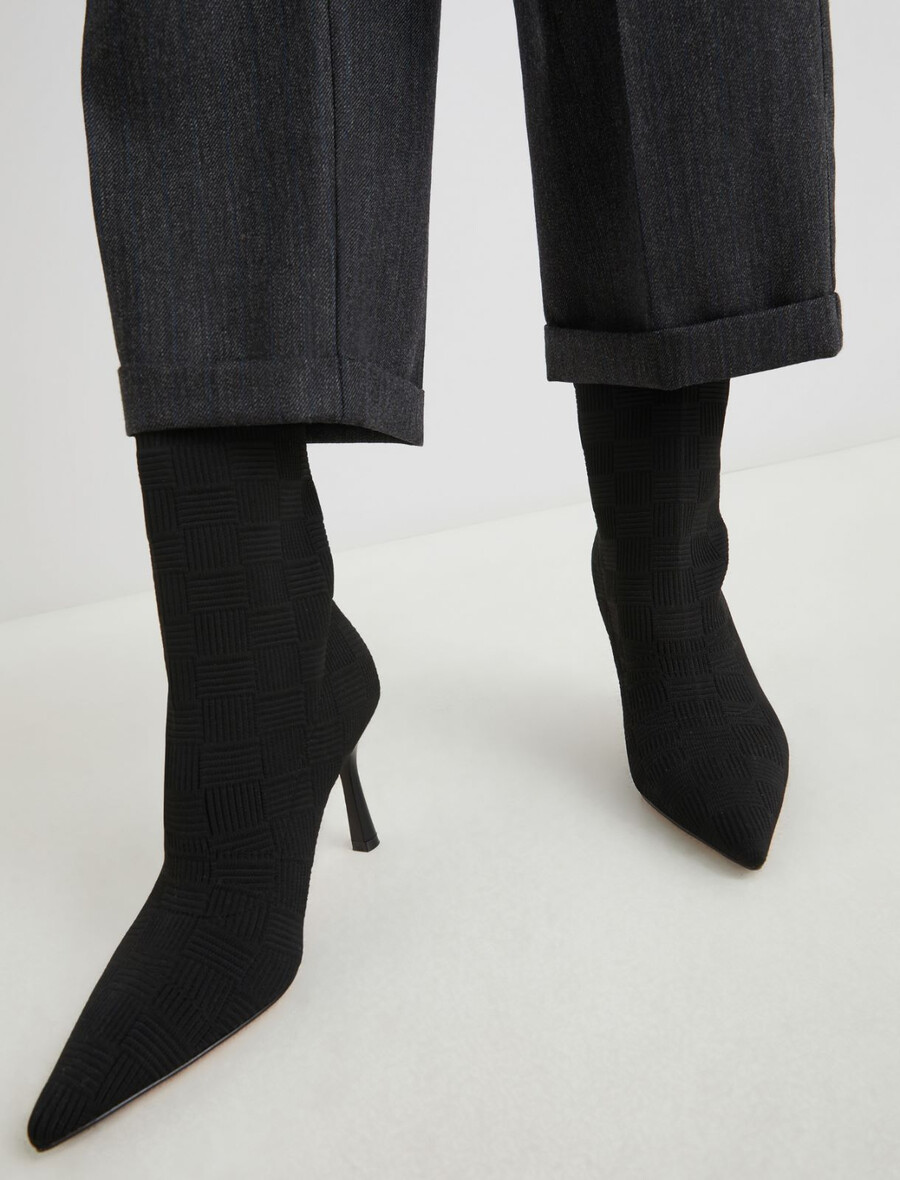 stretch-strick-ankle-boots – schwarz