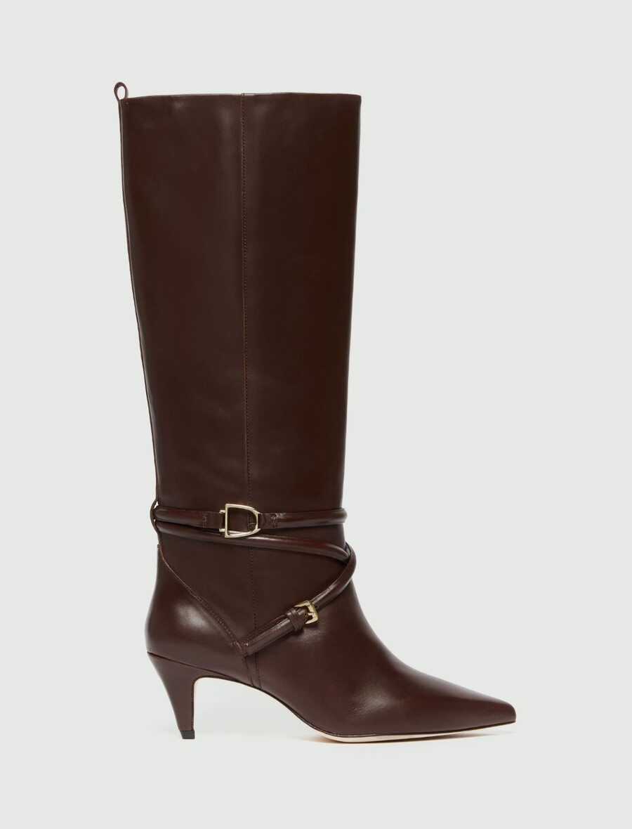 hohe lederstiefel - dunkelbraun