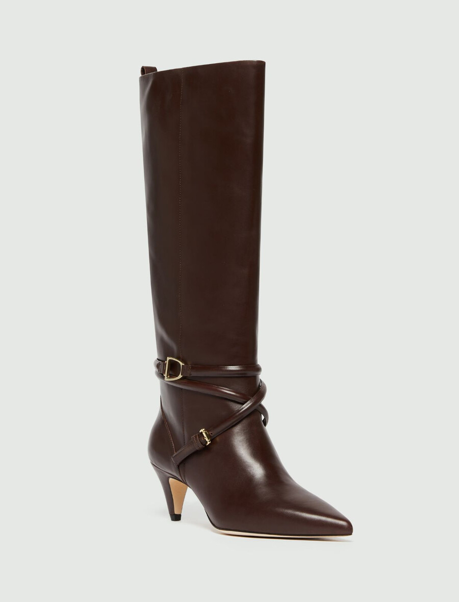 hohe lederstiefel - dunkelbraun
