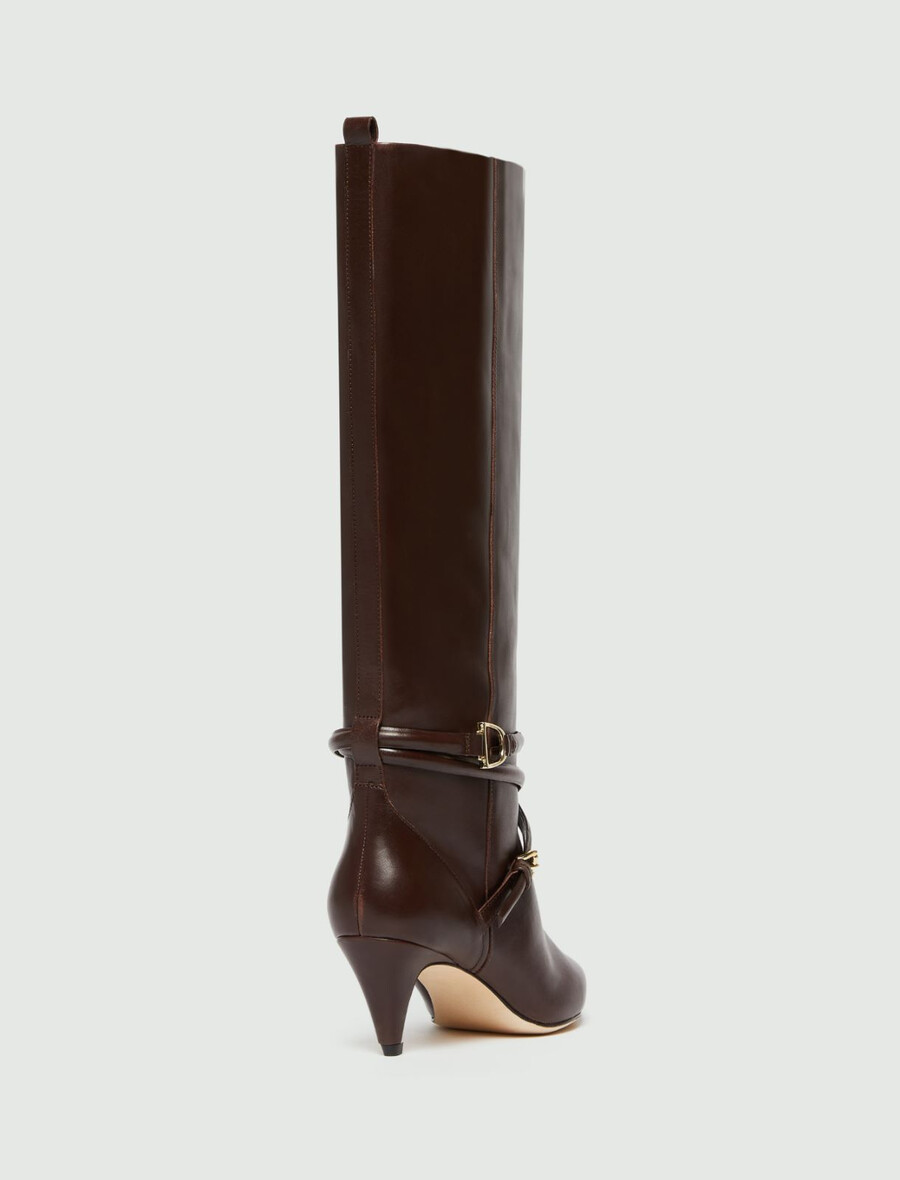 hohe lederstiefel - dunkelbraun