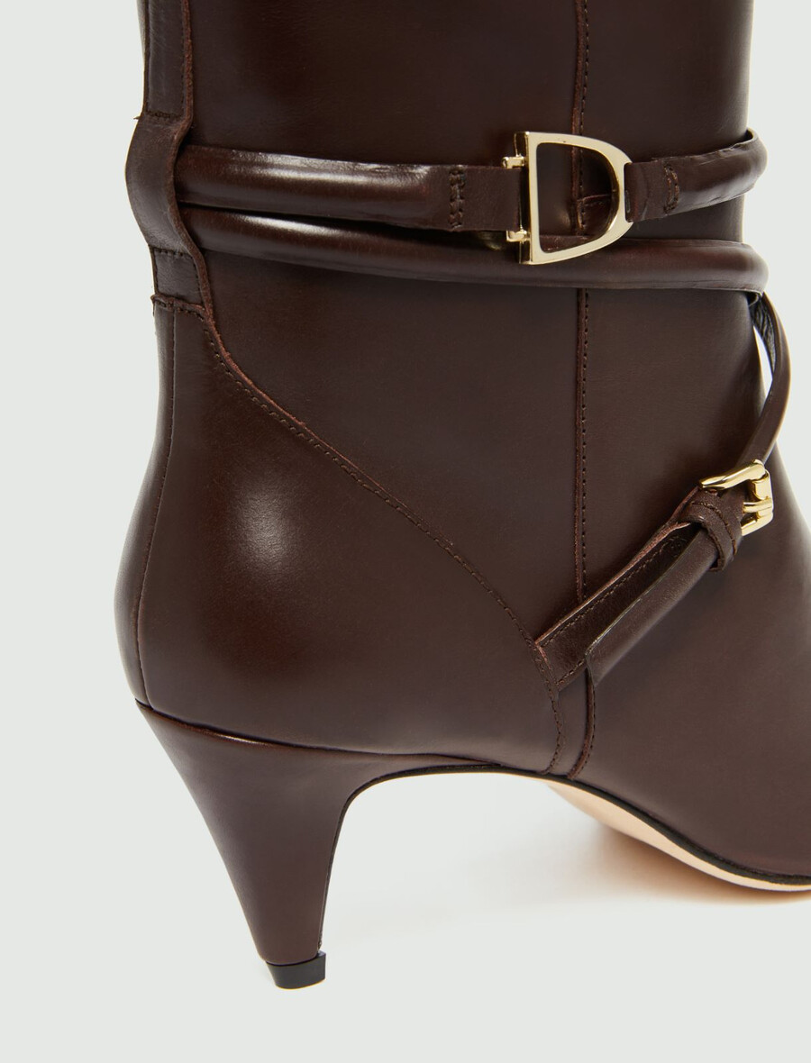 hohe lederstiefel - dunkelbraun