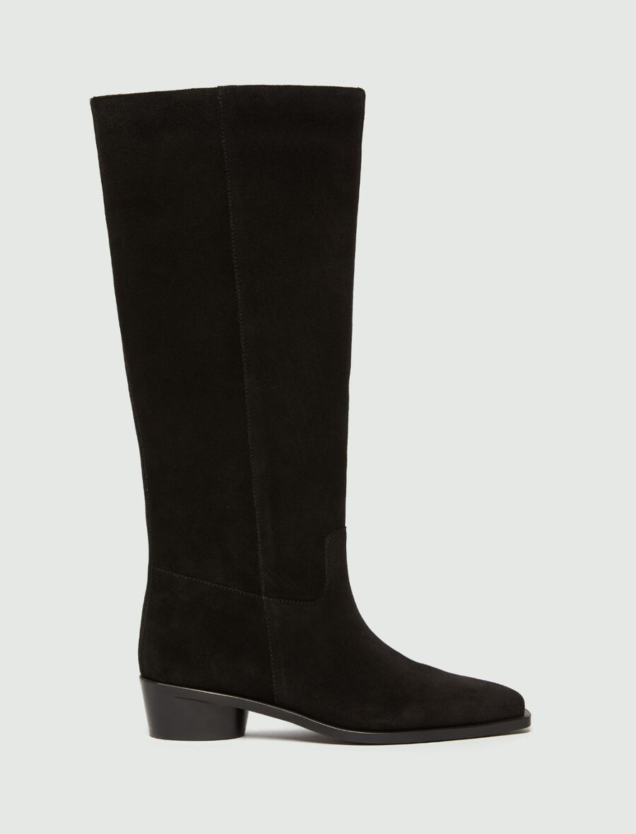 wildleder-kniestiefel - schwarz