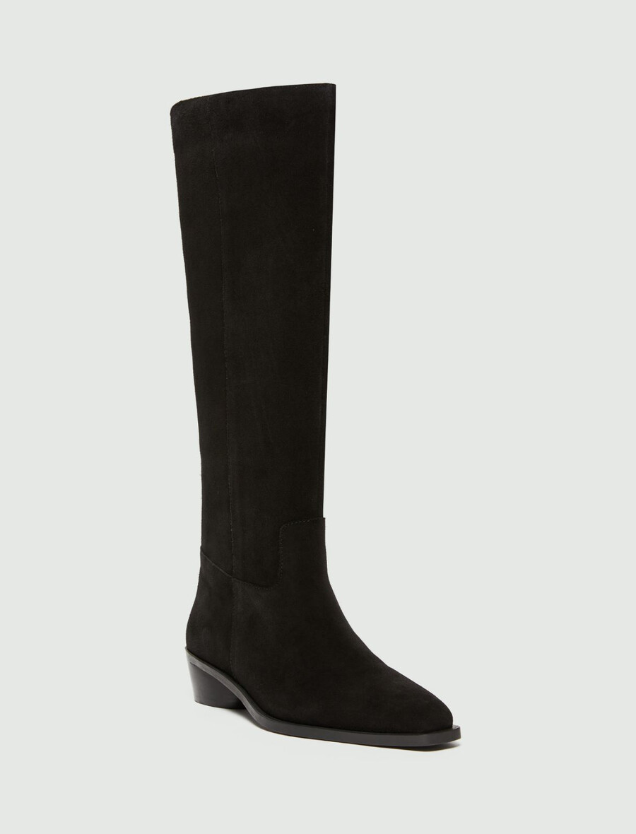 wildleder-kniestiefel - schwarz