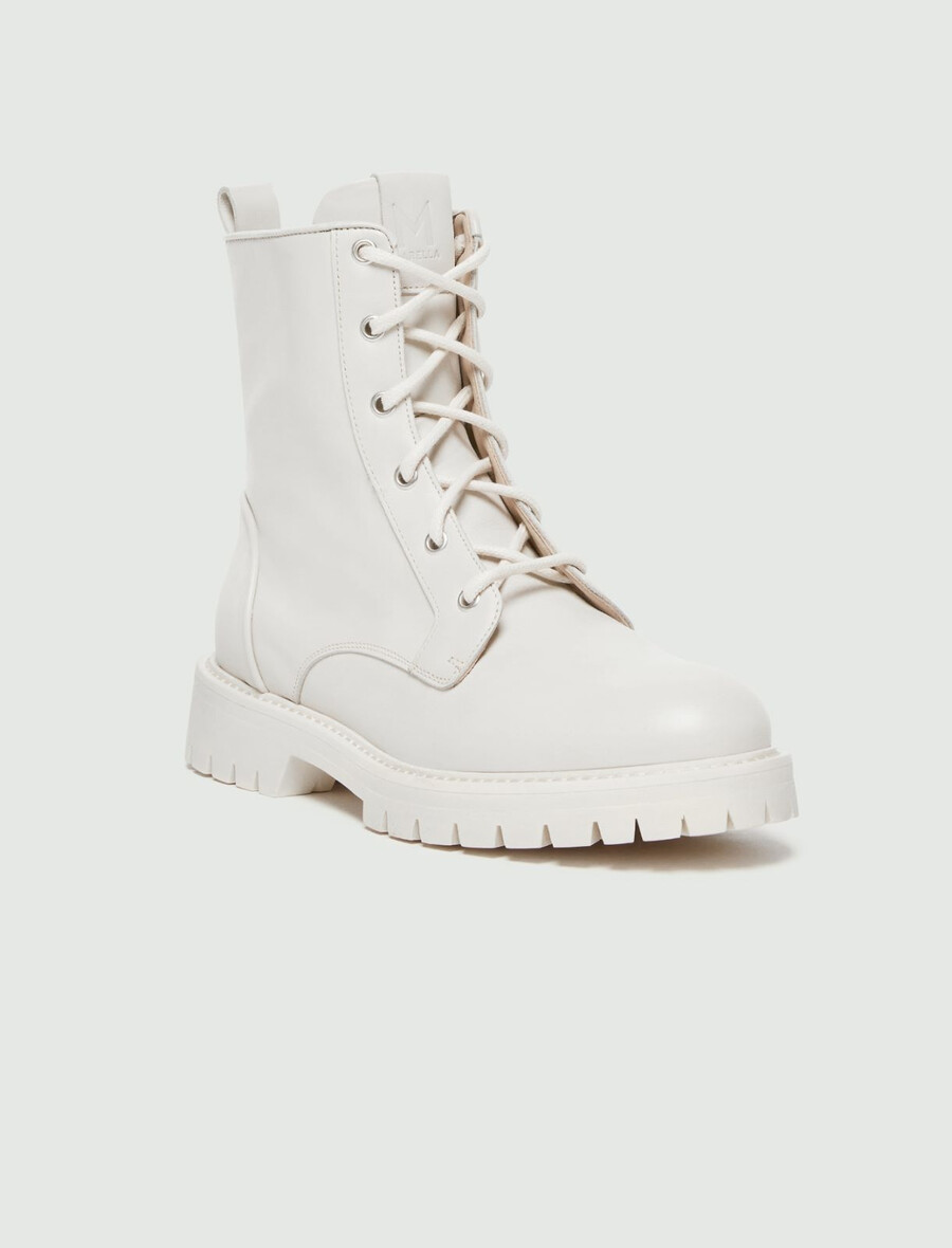 kampfstiefel aus leder - milk