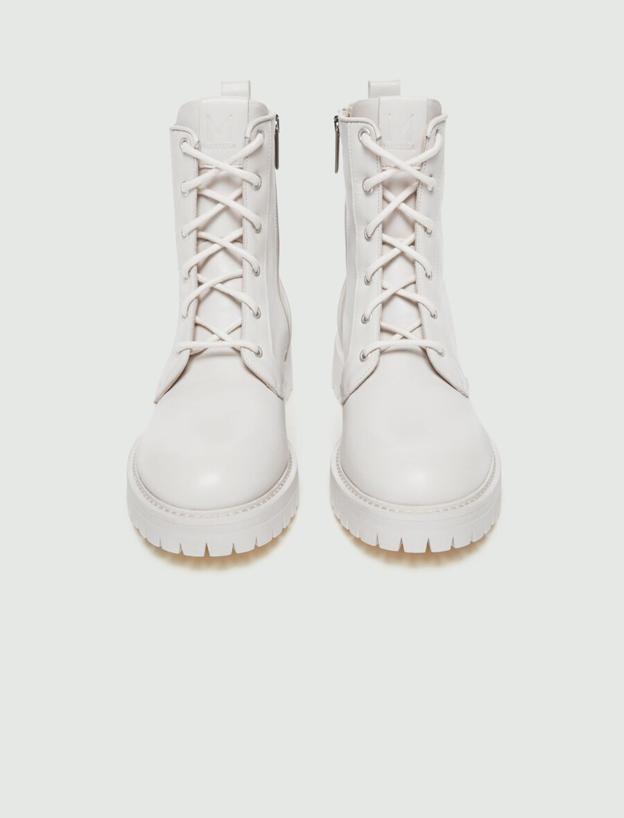 kampfstiefel aus leder - milk