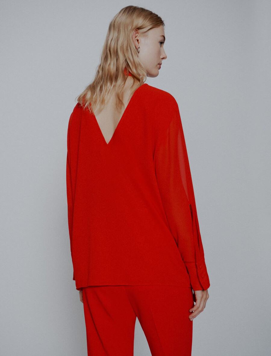 bluse aus crêpe-georgette – rot