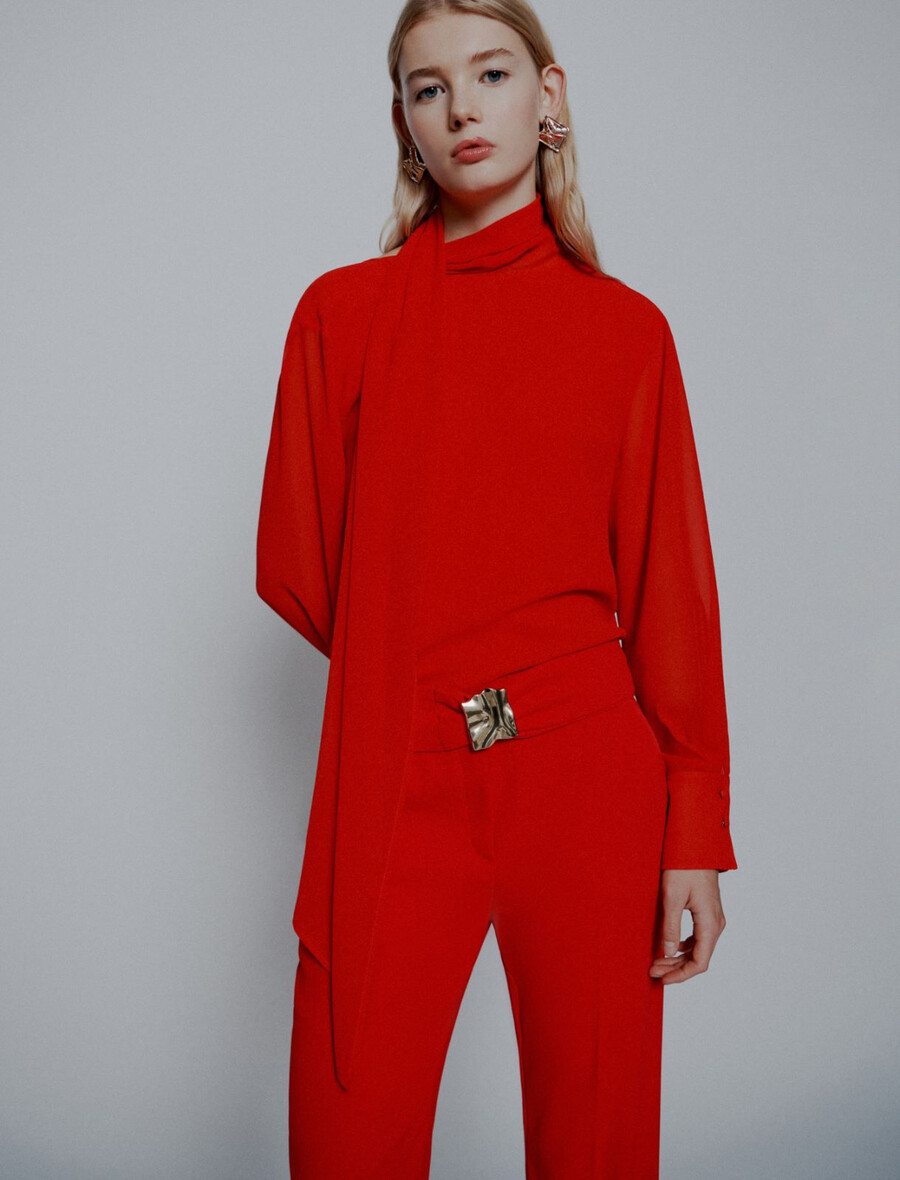 bluse aus crêpe-georgette – rot