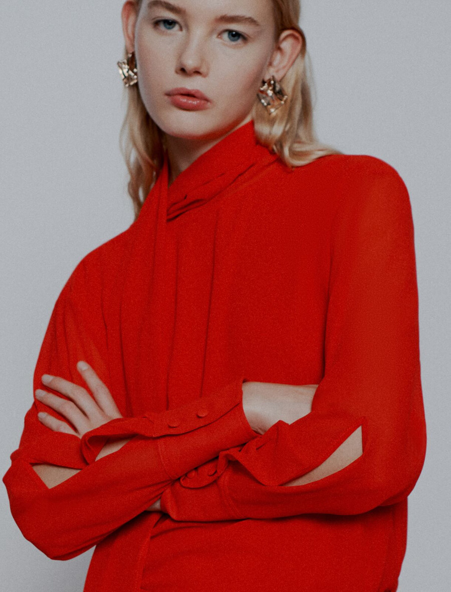 bluse aus crêpe-georgette – rot