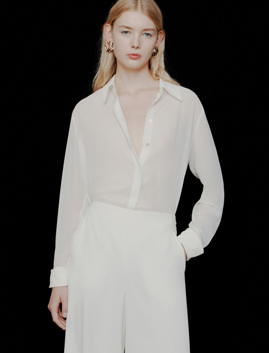 georgette-hemd - wolle weiss