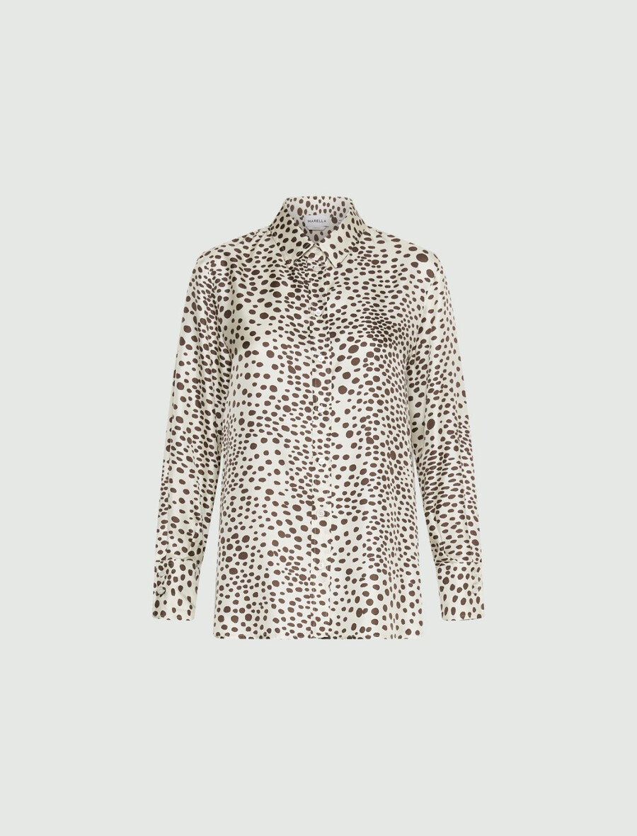 bedrucktes seidentwillhemd – creme