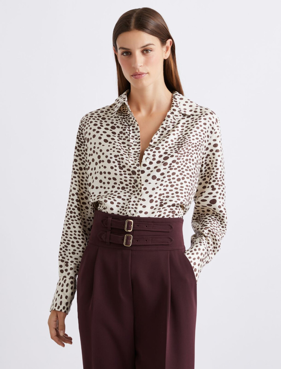 bedrucktes seidentwillhemd – creme