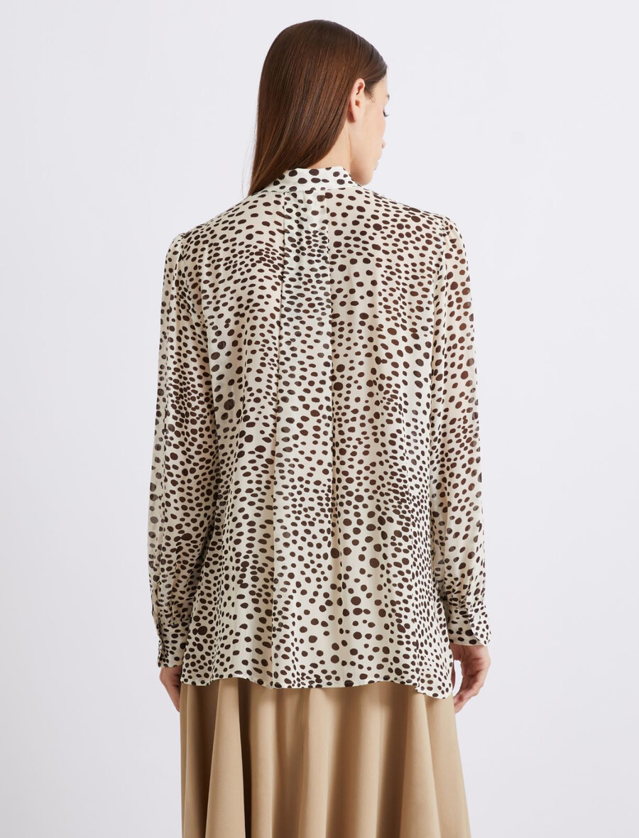 gerafftes georgette-hemd – creme