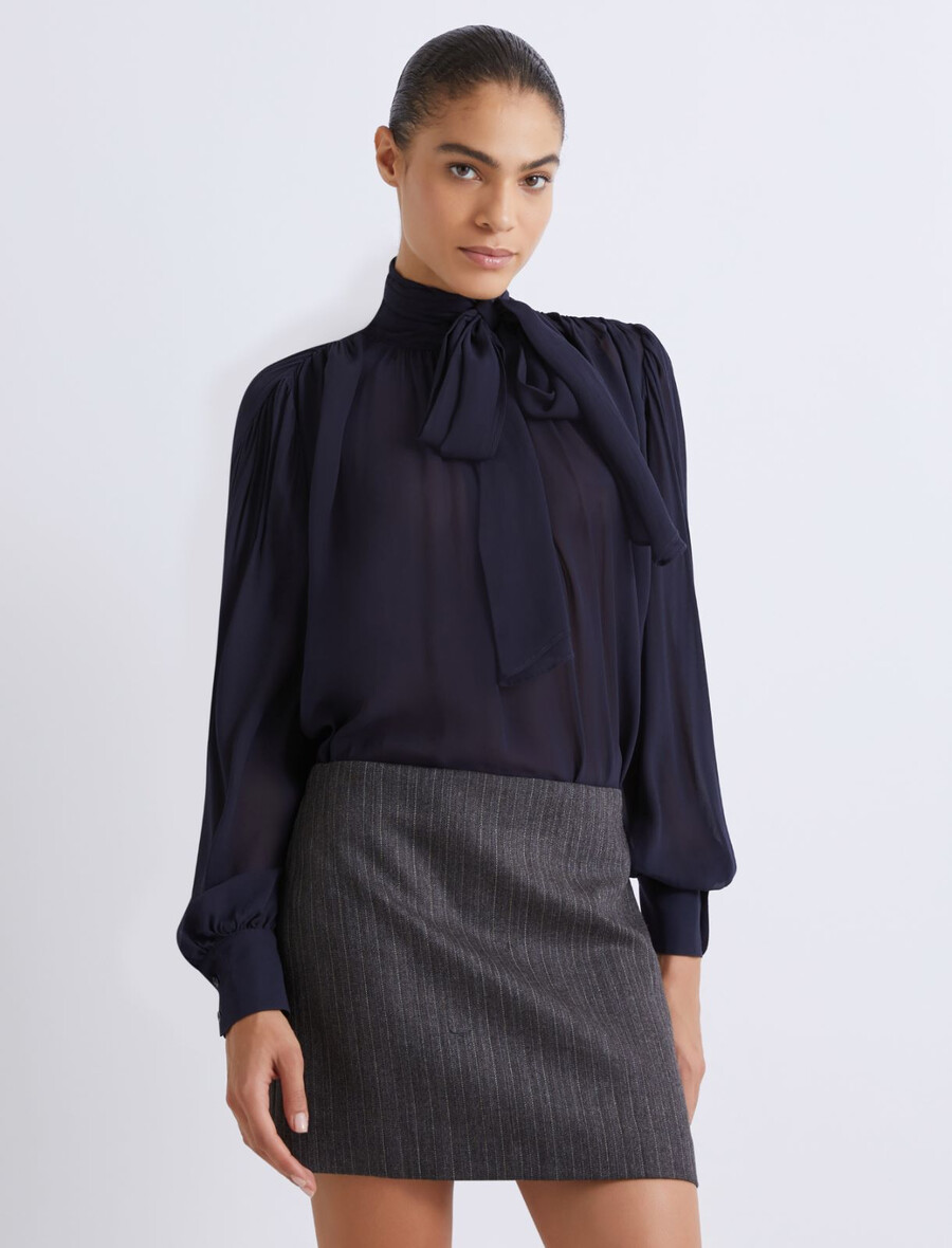 georgette-bluse - marineblau