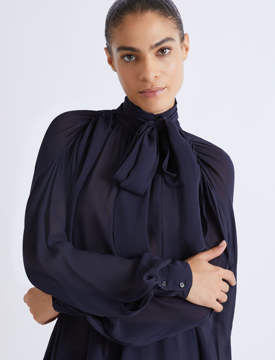 georgette-bluse - marineblau