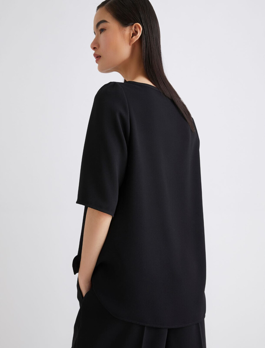 envers satin-t-shirt - schwarz