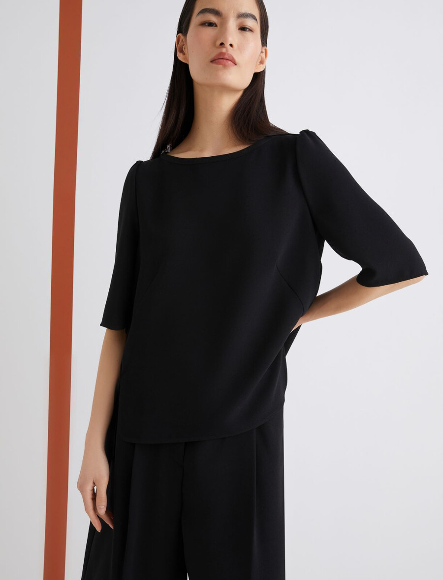 envers satin-t-shirt - schwarz