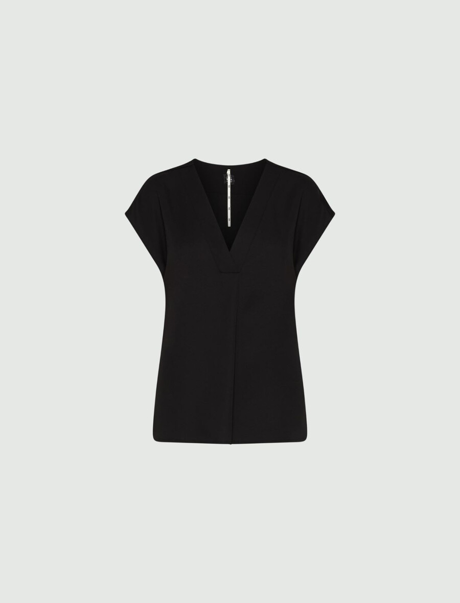 fließende satinbluse – schwarz