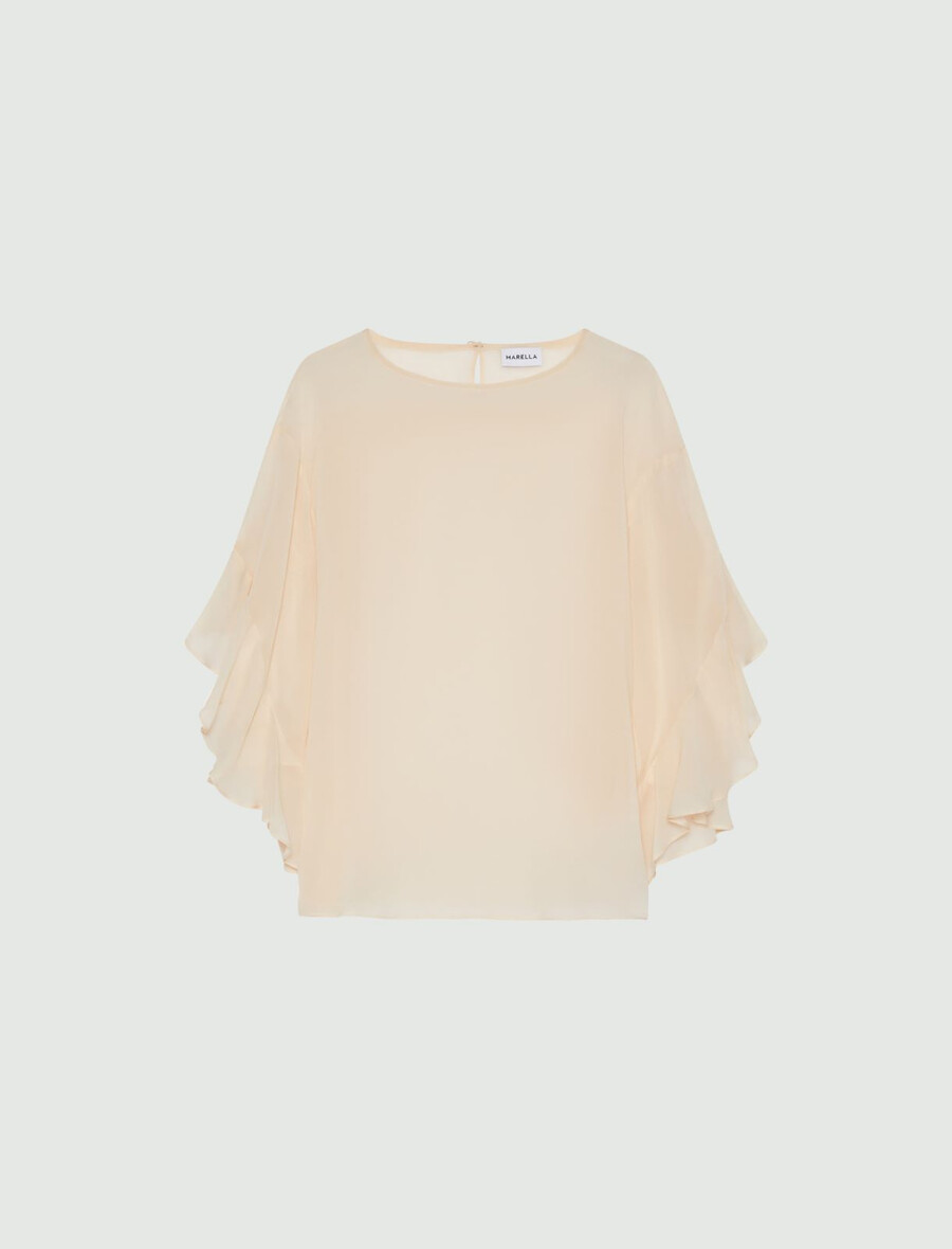 geraffte bluse - puder
