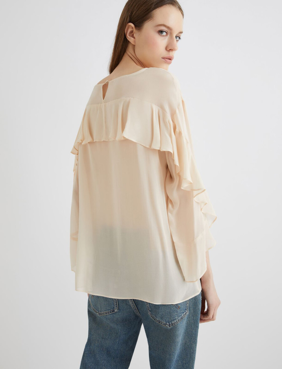 geraffte bluse - puder