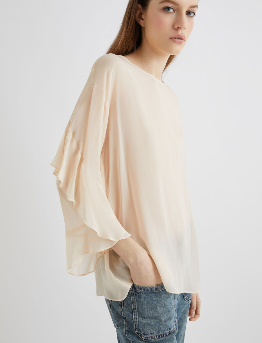 geraffte bluse - puder