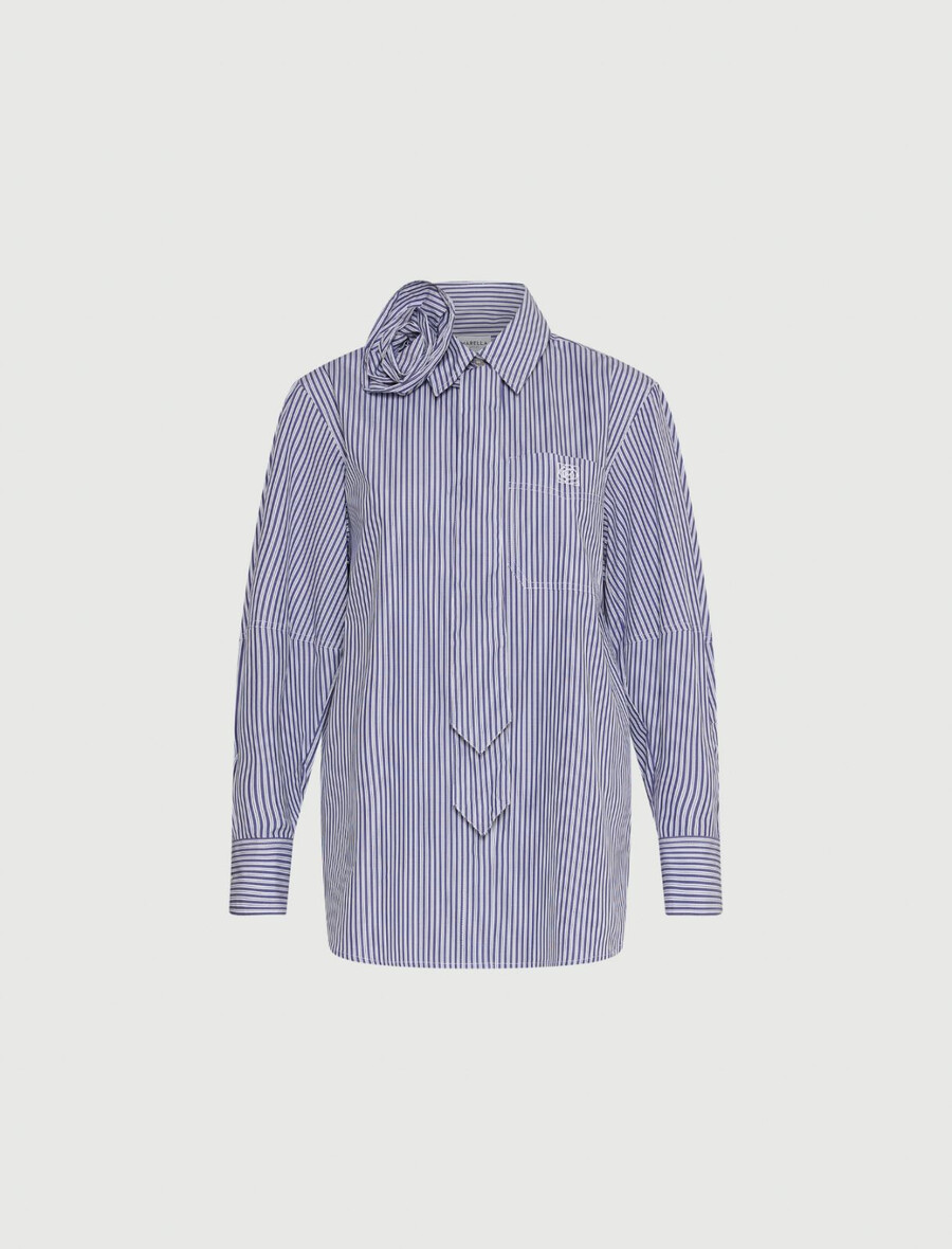 hemd mit krawatte und blumenapplikation - marineblau