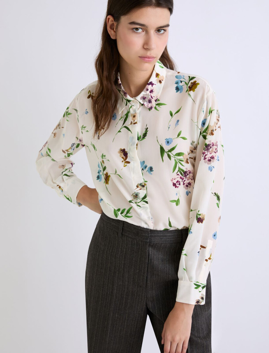 bedrucktes seidenhemd – creme