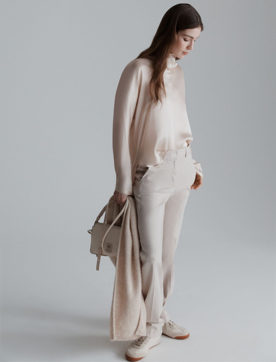 bluse aus seidenmischgewebe – creme
